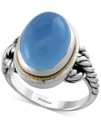 EFFY Collection - Chalcedony (8-1/2 ct. t.w.) Rope Ring in Sterling Silver with 18k Gold Accents