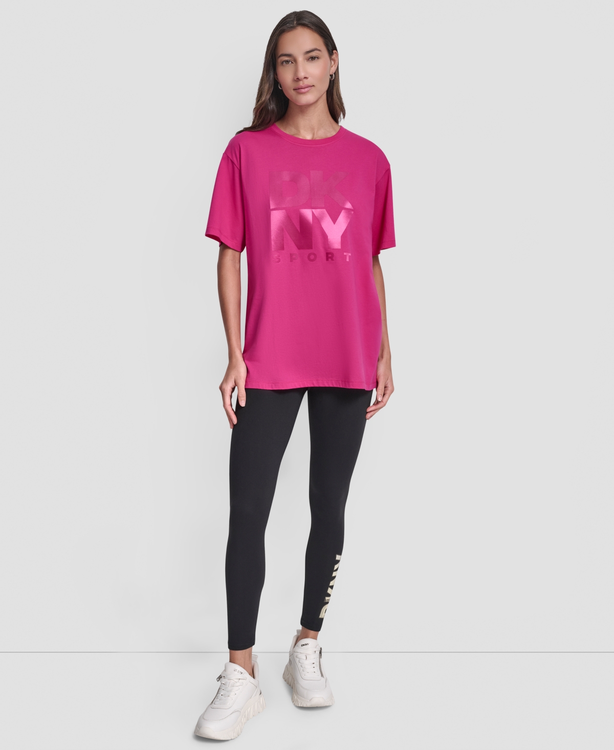 Dkny Women's Oversized Short Sleeve Tunic T-shirt In Pink