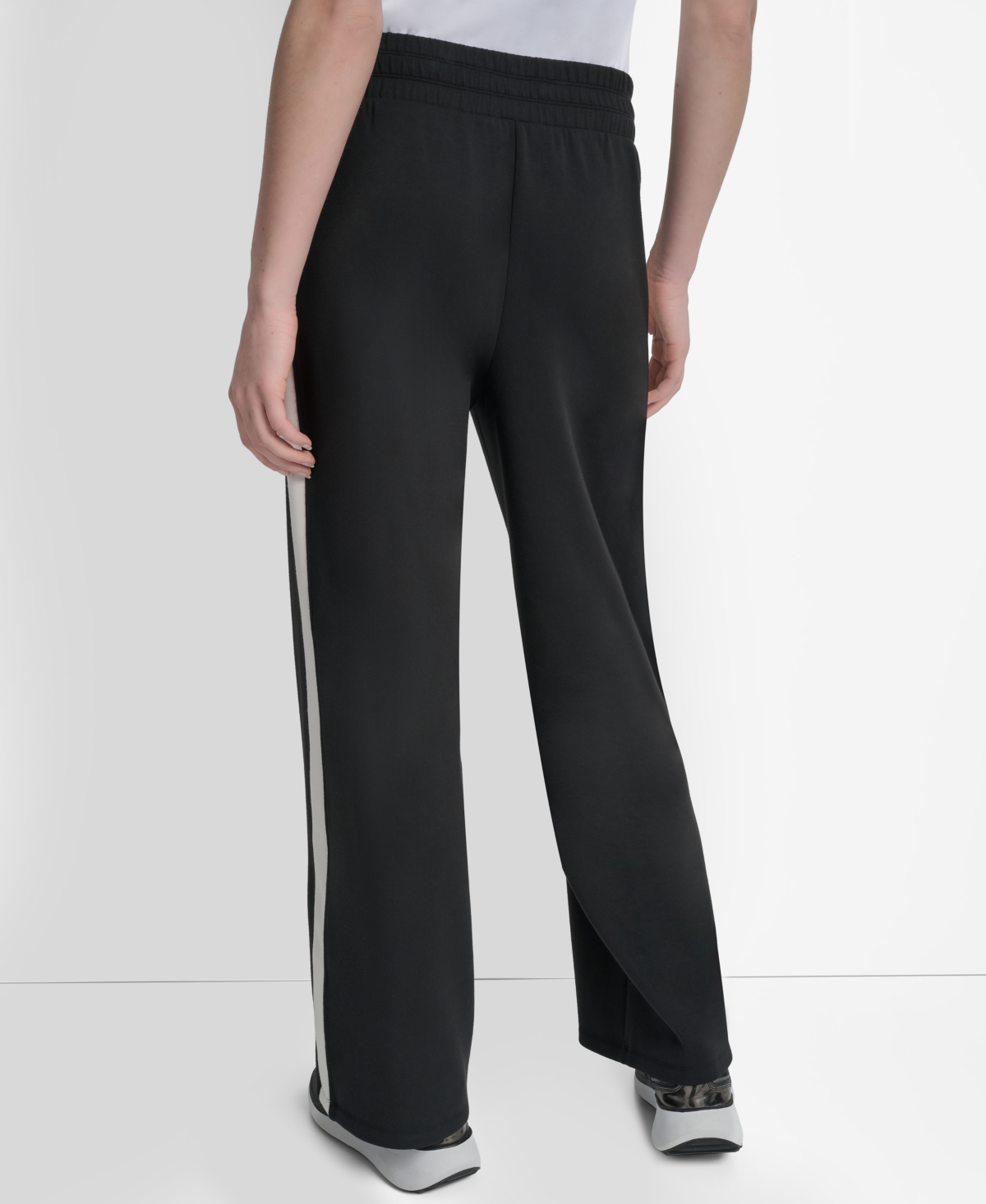 Dkny High Waist Modified Wide Leg Track Pants In Black