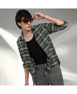 Men's Pine Green Woven Plaid Shirt