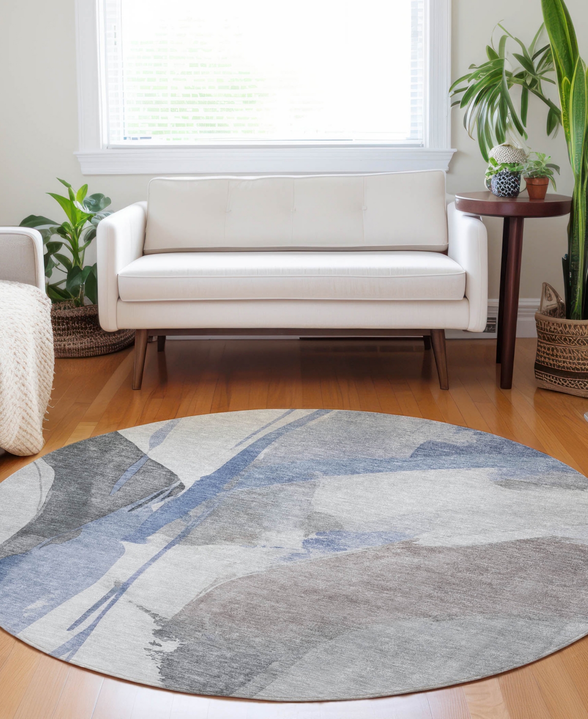 Dalyn Ravenna Rn7 8'x8' Round Area Rug In Gray