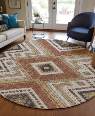 Portico Washable PO5 8'x8' Round Area Rug
