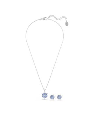 Magic Snowflake Rhodium Plated Earrings and Necklace Set