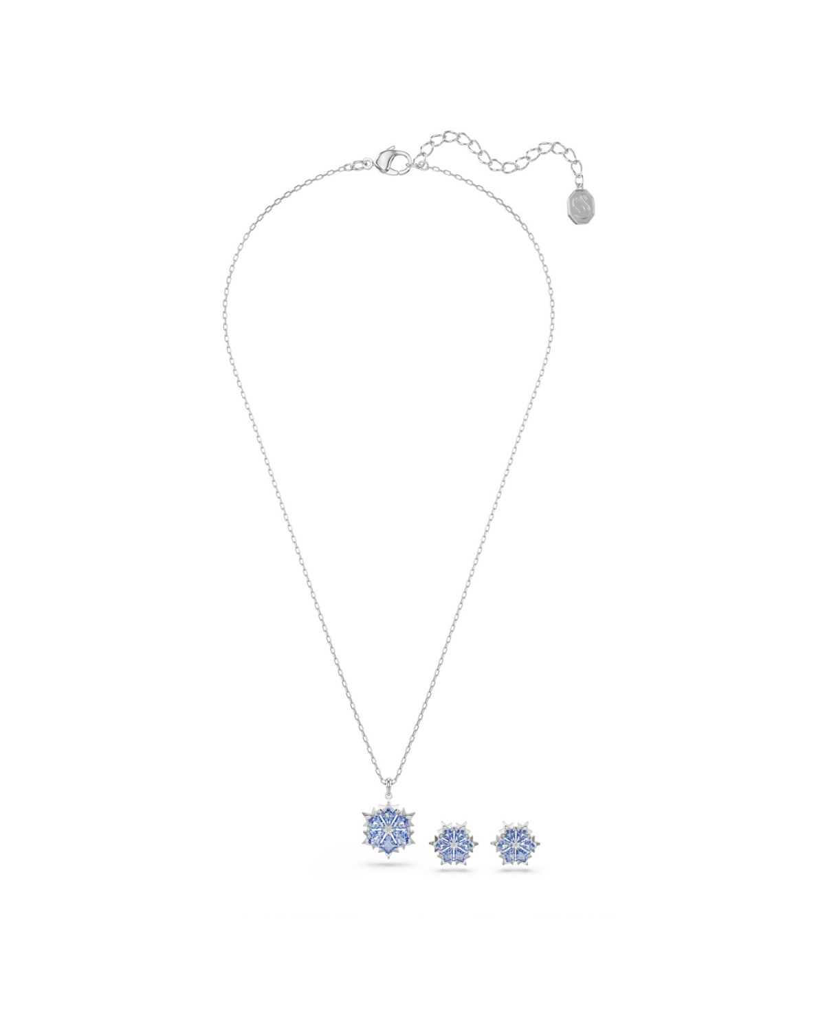 Swarovski Magic Snowflake Rhodium Plated Earrings And Necklace Set In Metallic