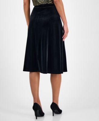Women's Velvet A-Line Midi Skirt, Regular & Petite