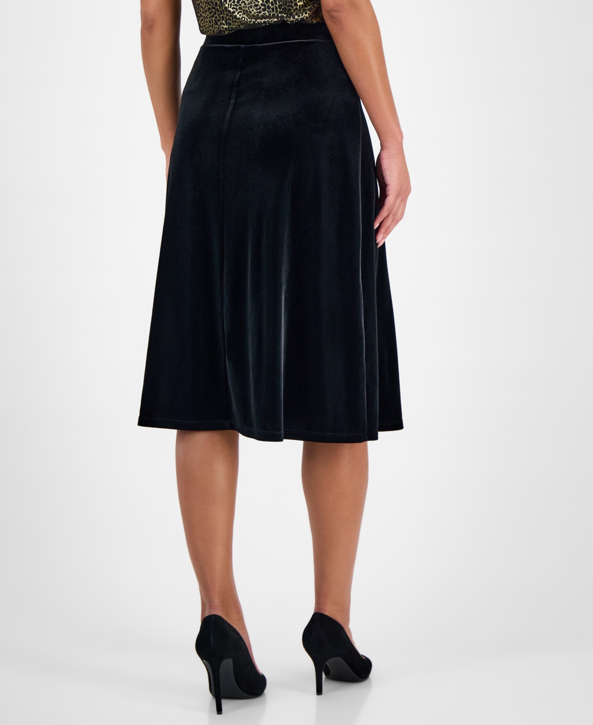 Kasper Women's Velvet A-Line Midi Skirt
