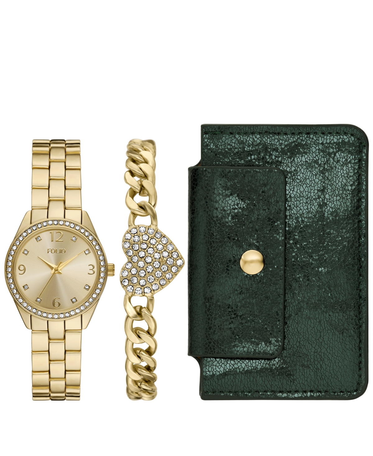 Folio Women's Quartz Three-hand Gold Alloy Watch Set, 32mm In Gold