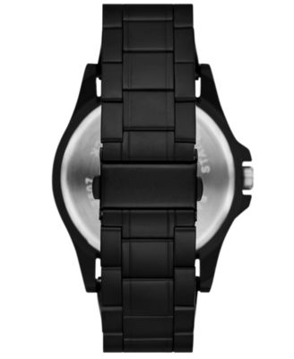Men's Quartz Three-Hand Black Alloy Watch Set, 49mm