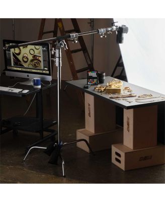 40" Master C-Stand with Turtle Base with Baby Boom, Grip Head, Camera Mounting Plate and 10 lbs Weight Bag