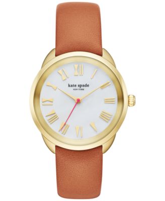 kate spade new york - Women's Crosstown Luggage Leather Strap Watch 34mm KSW1063