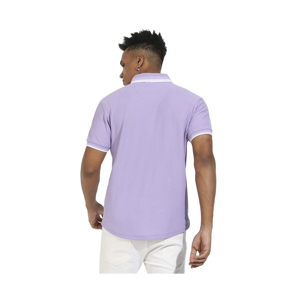 Campus Sutra Men's Lavender Honeycomb Knit Shirt
