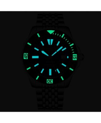 Men s Radiance Heritage 1006 43mm Swiss Automatic Diver Watch, Black Dial & Bezel, Oyster-Style Bracelet, Exhibition Caseback, 200M WR