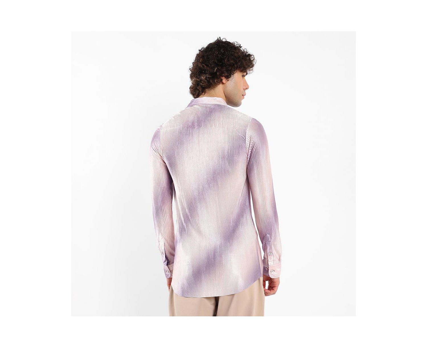 Men's Ombre-Pleated Shirt