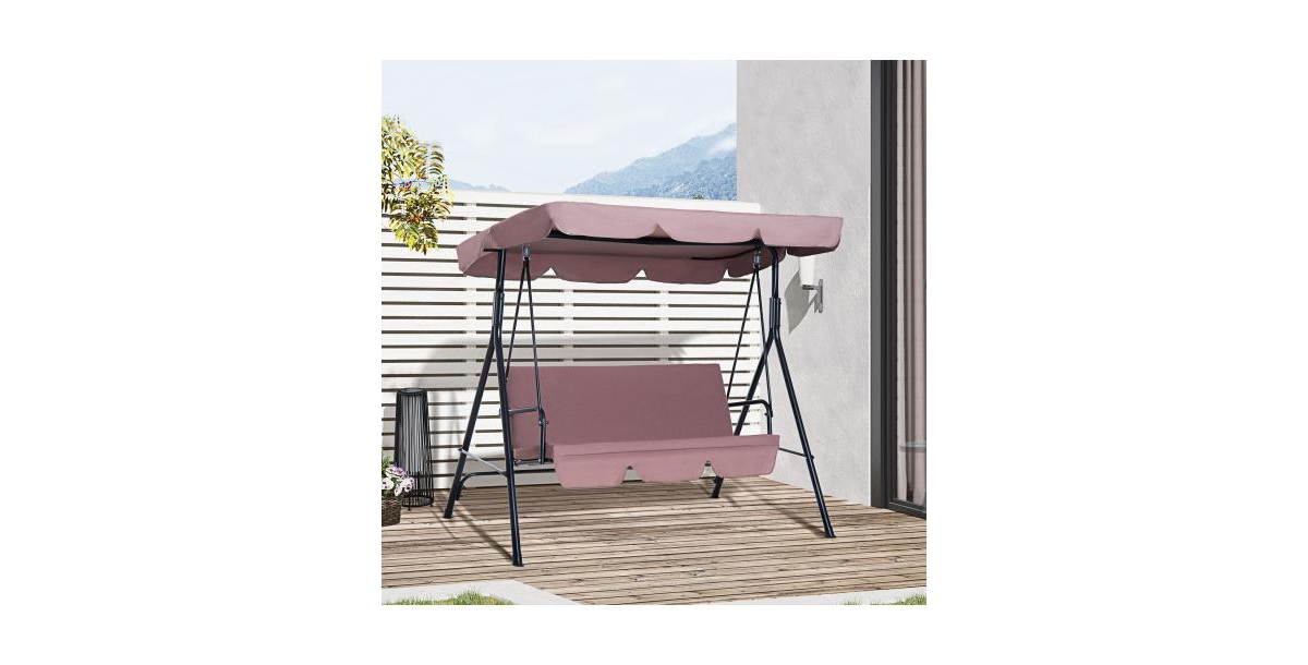 Flynama 67 Inch 3-Seat Patio Swing Chair with Adjustable Canopy and 440lb Capacity