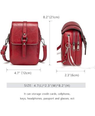 Vintage Crossbody Phone Bag for Women, Small PU Leather Shoulder Purse and Handbag with Tassel&Rivet Decoration