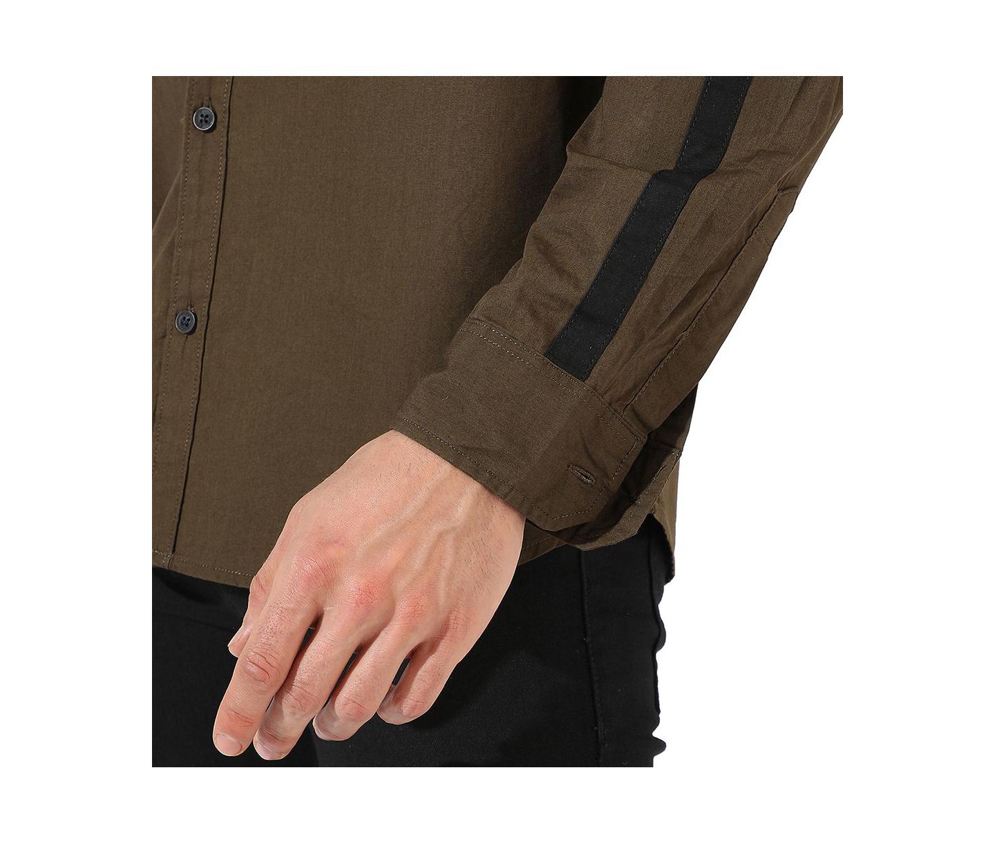 Мужская рубашка Cahoot Campus Sutra Olive Green Side Striped, цвет: Зелёный — фото 8