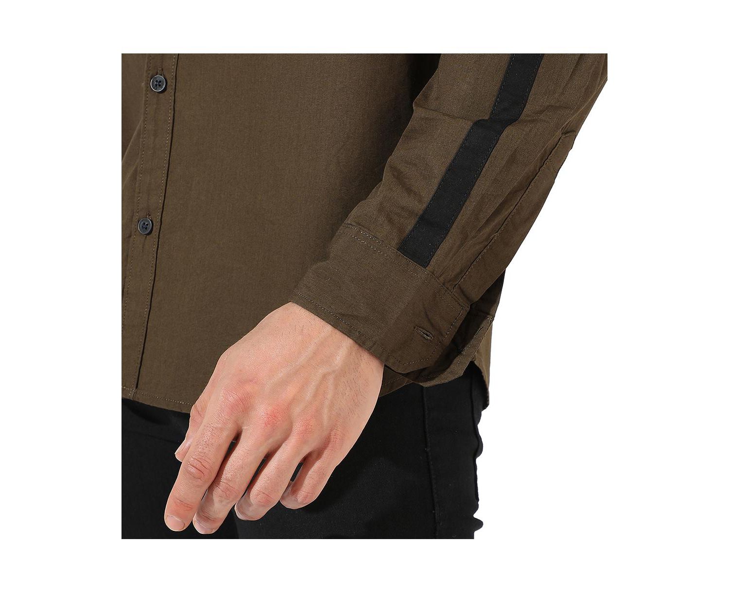 Men's Olive Green Side Striped Shirt