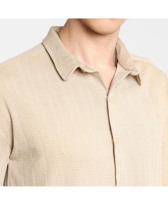 Men's Light Beige Spear-Textured Shirt