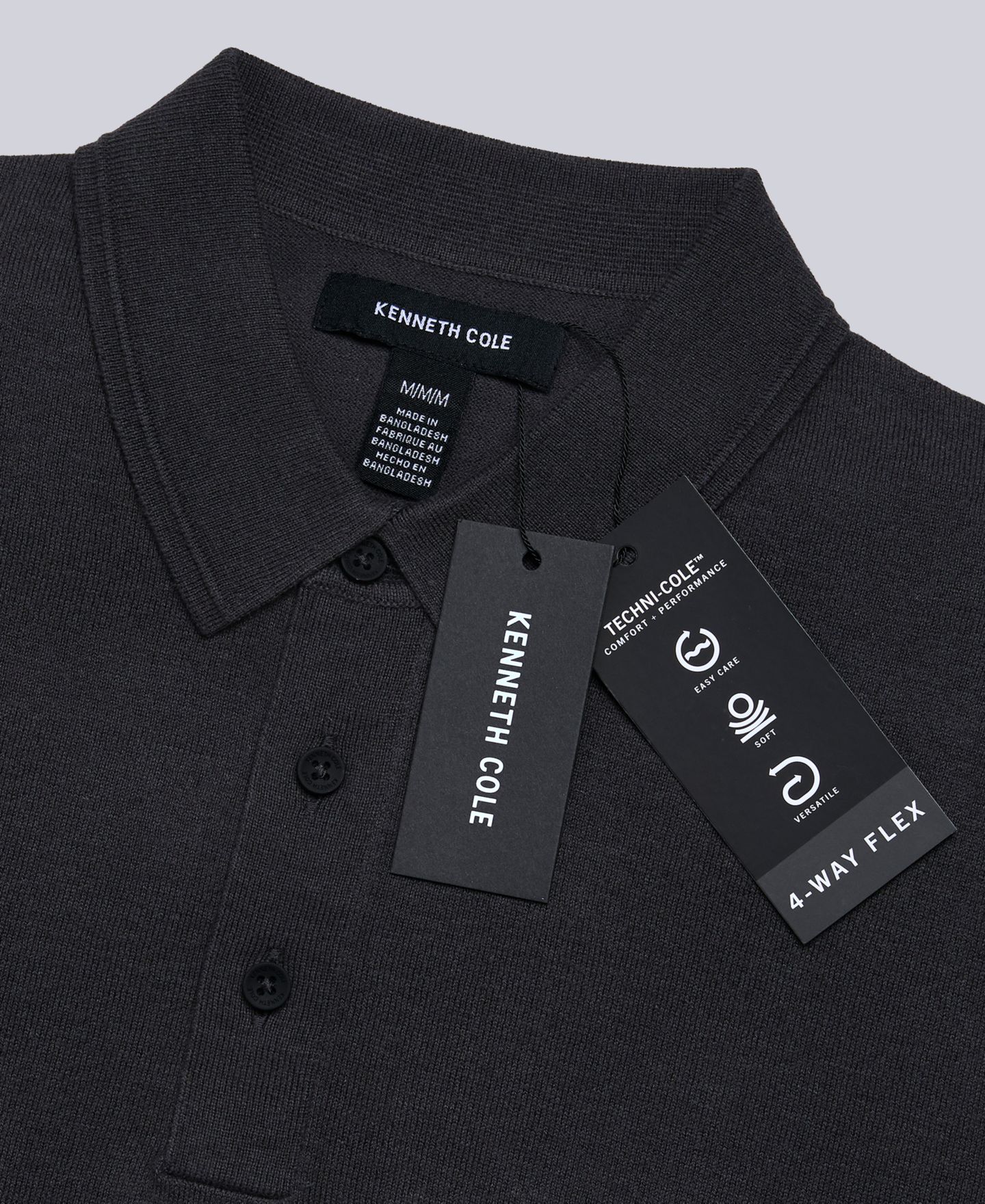 Мужской свитер Kenneth Cole Long Sleeve Polo Sweater, цвет: Charcole — фото 7