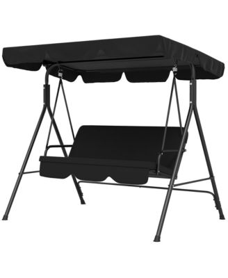 Outsunny 3-Person Patio Swing Chair with Adjustable Canopy
