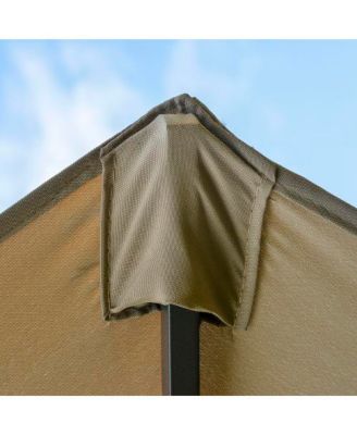 15 Ft Double Sided Rectangular Patio Umbrella with Base and Crank