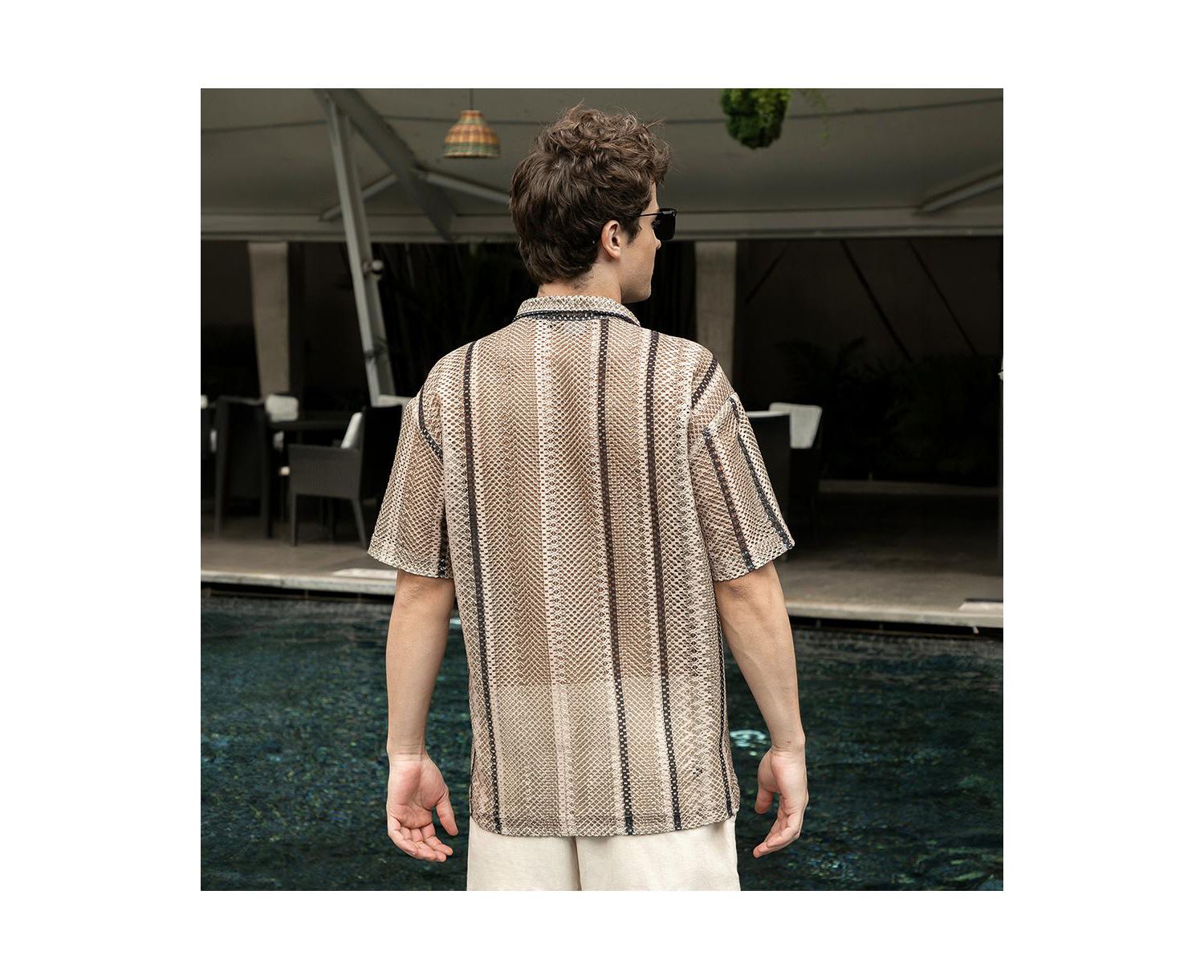Men's Striped Knit Oversized Shirt