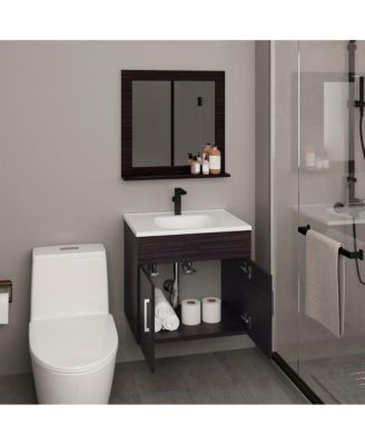 Blake Bathroom Cabinet with Mirror Cabinet Black MDF