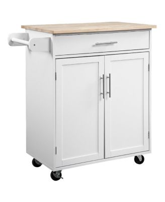 Black Kitchen Companion: Utility Cart with Wheels, Drawer &amp; Cabinet