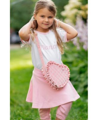 Girls Velvet Ruffle Heart Purse in Pink