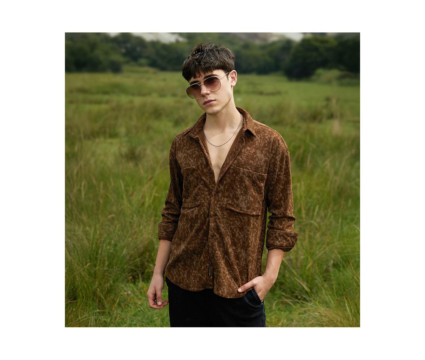 Мужская рубашка Cahoot Campus Sutra Faded Corduroy Oversized, цвет: Коричневый — фото 2
