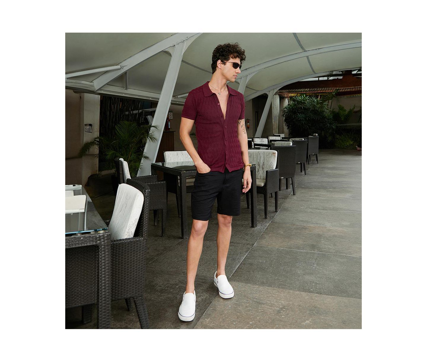 Мужская рубашка Cahoot Campus Sutra Argyle-Knit Slim-Fit, цвет: Красный — фото 6