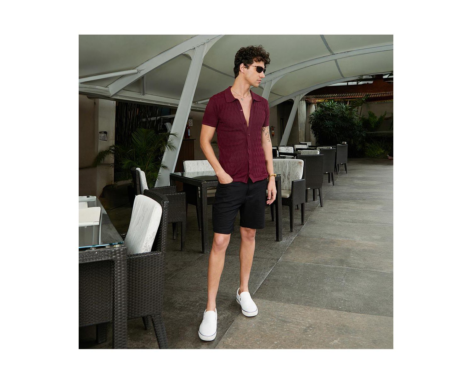 Men's Argyle-Knit Slim-Fit Shirt