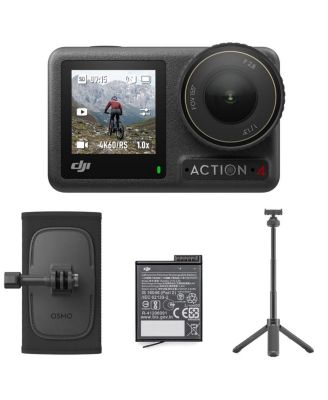 DJI Osmo Action 4 Camera Standard Combo Bundle with Backpack Strap Mount, Mini Extension Rod with Built-In Tripod, Osmo Action 160-minute Extreme
