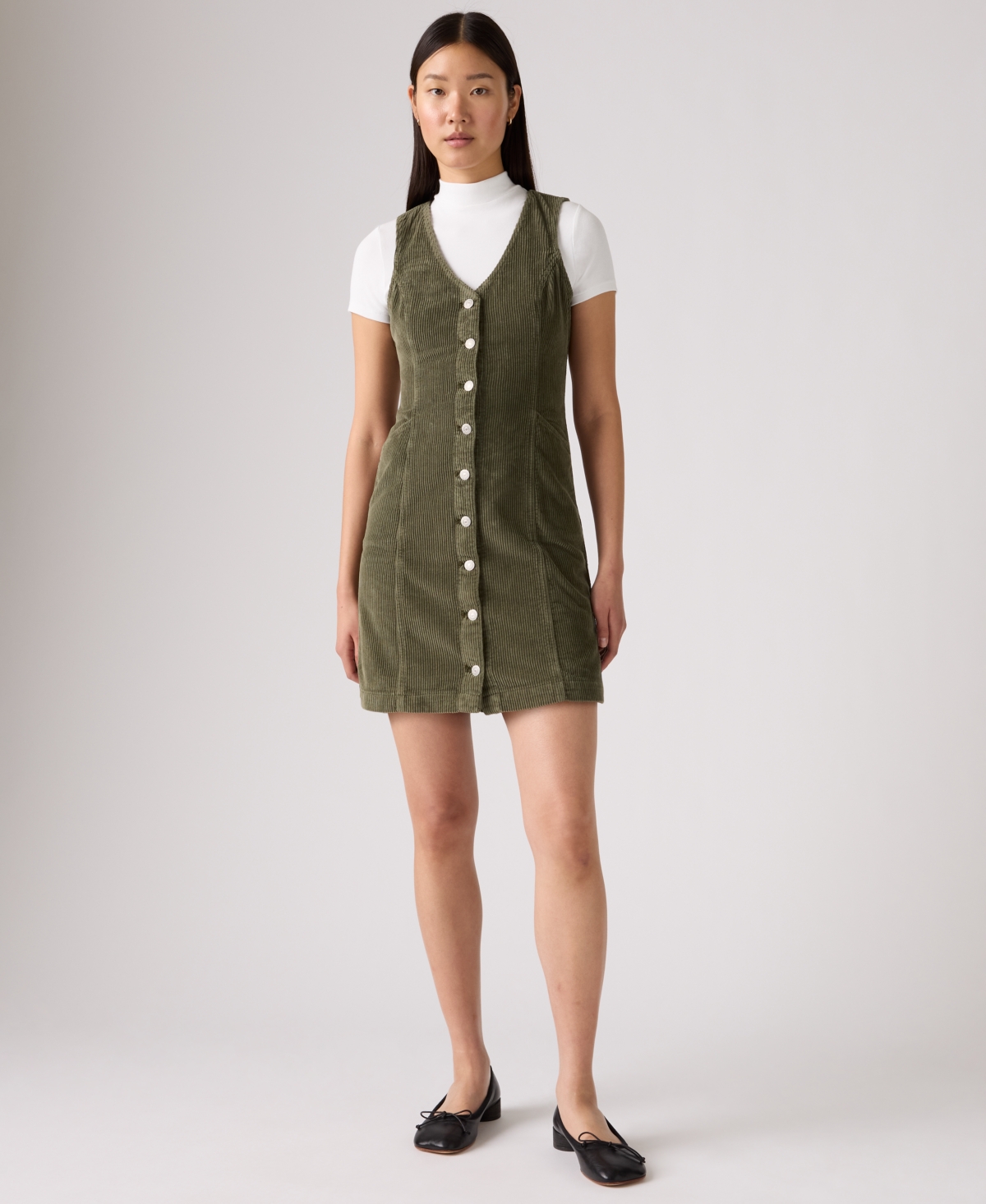 Levi's Women's Vianna Denim Button-front Vest Dress In Green