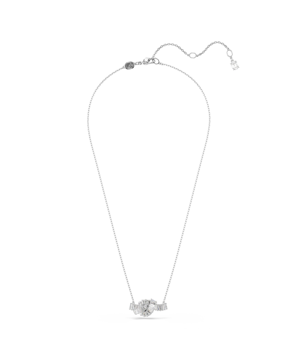 Swarovski Matrix Rhodium Plated Baguette Cut Necklace In Metallic