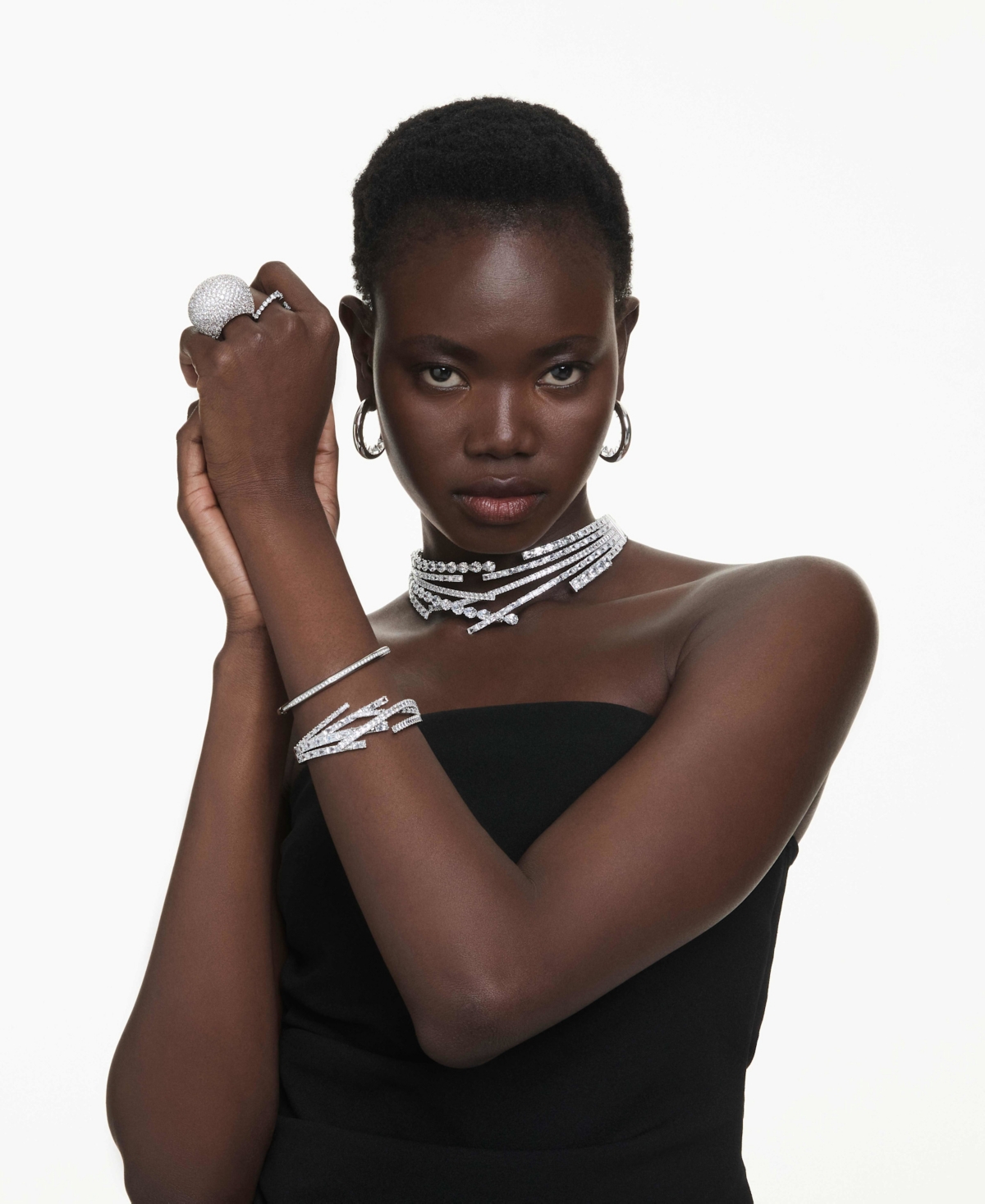 Swarovski Sublima Rhodium Plated Hoop Earrings