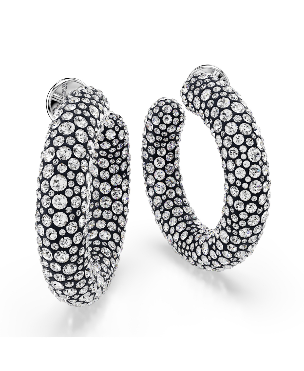 Swarovski Sublima Rhodium Plated Hoop Earrings In Silver