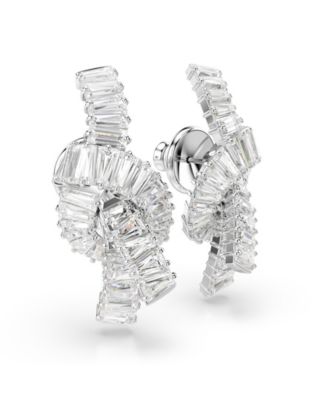 Matrix  Rhodium Plated Baguette Cut Earrings