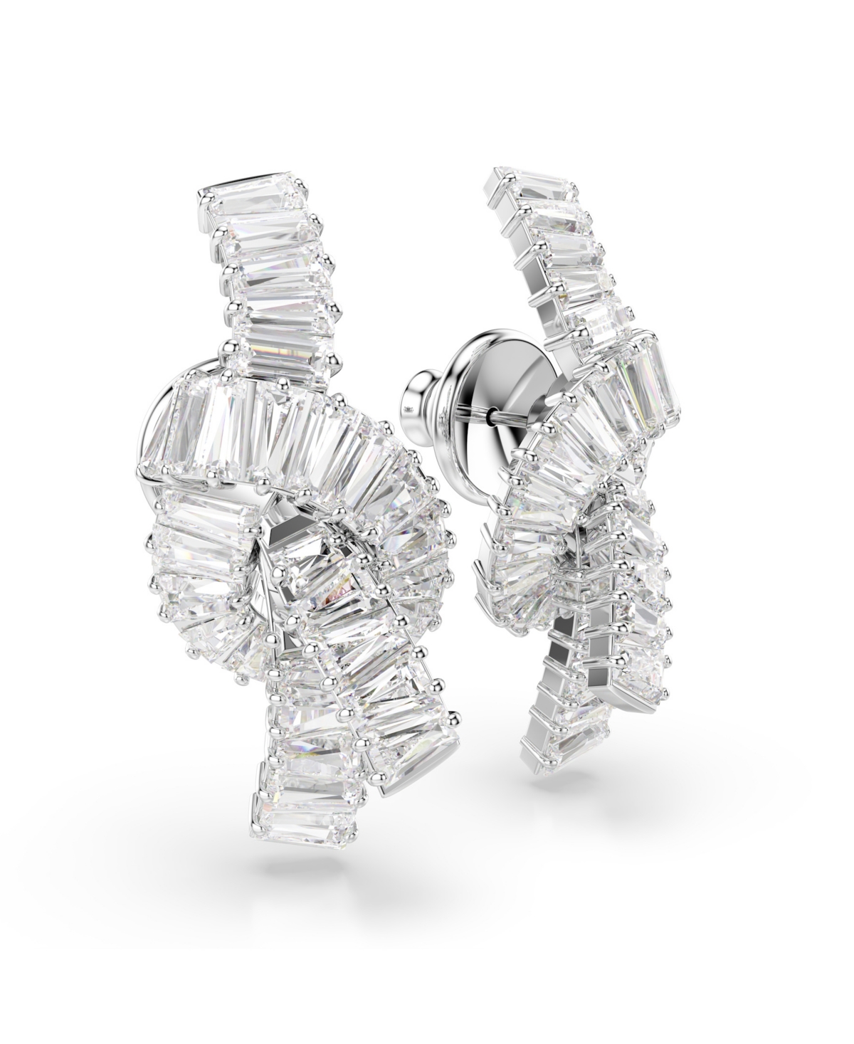 Swarovski Matrix Rhodium Plated Baguette Cut Earrings