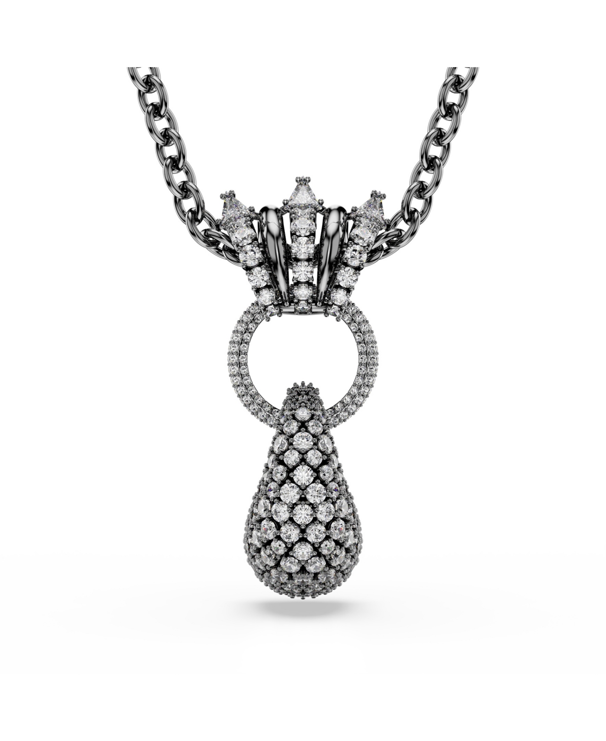 Swarovski Sublima Ruthenium Plated Pendant Necklace In Gray