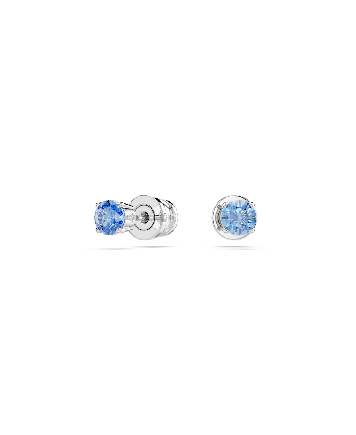 Swarovski Stilla Attract Rhodium Plated Stud Earrings In Blue