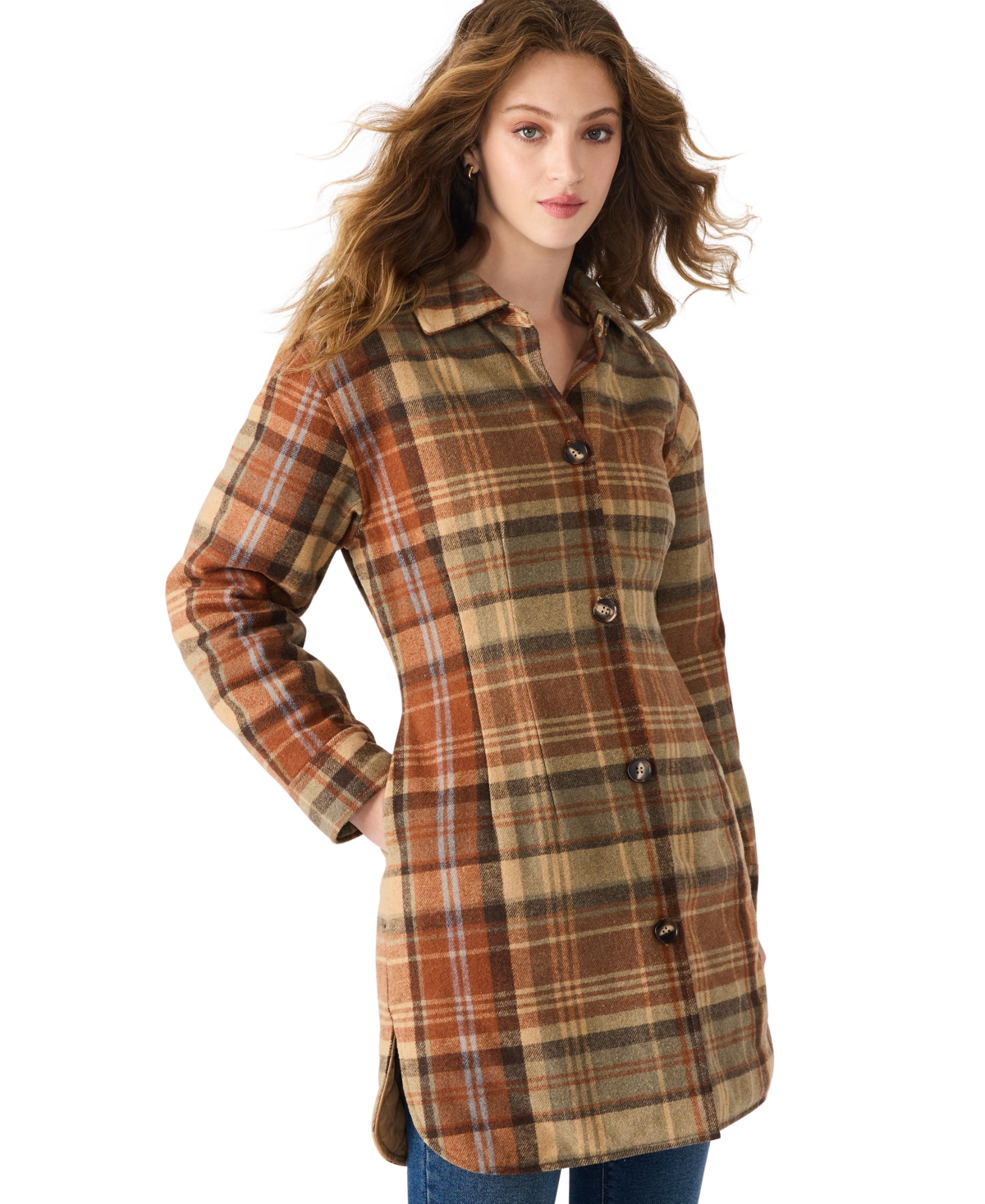 Steve Madden Olea Plaid Coat In Multi