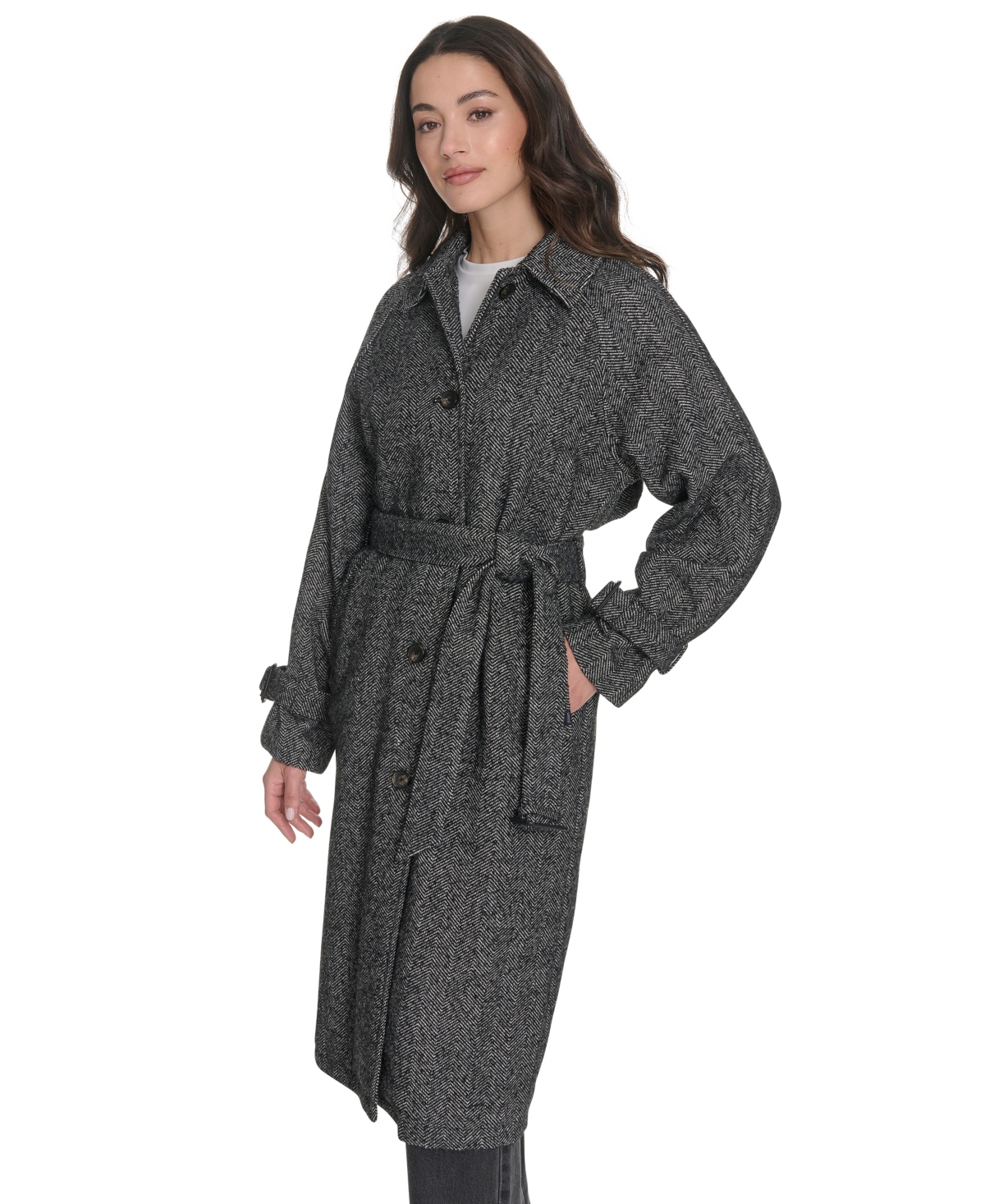Levi's Belted Longline Coat In Gray