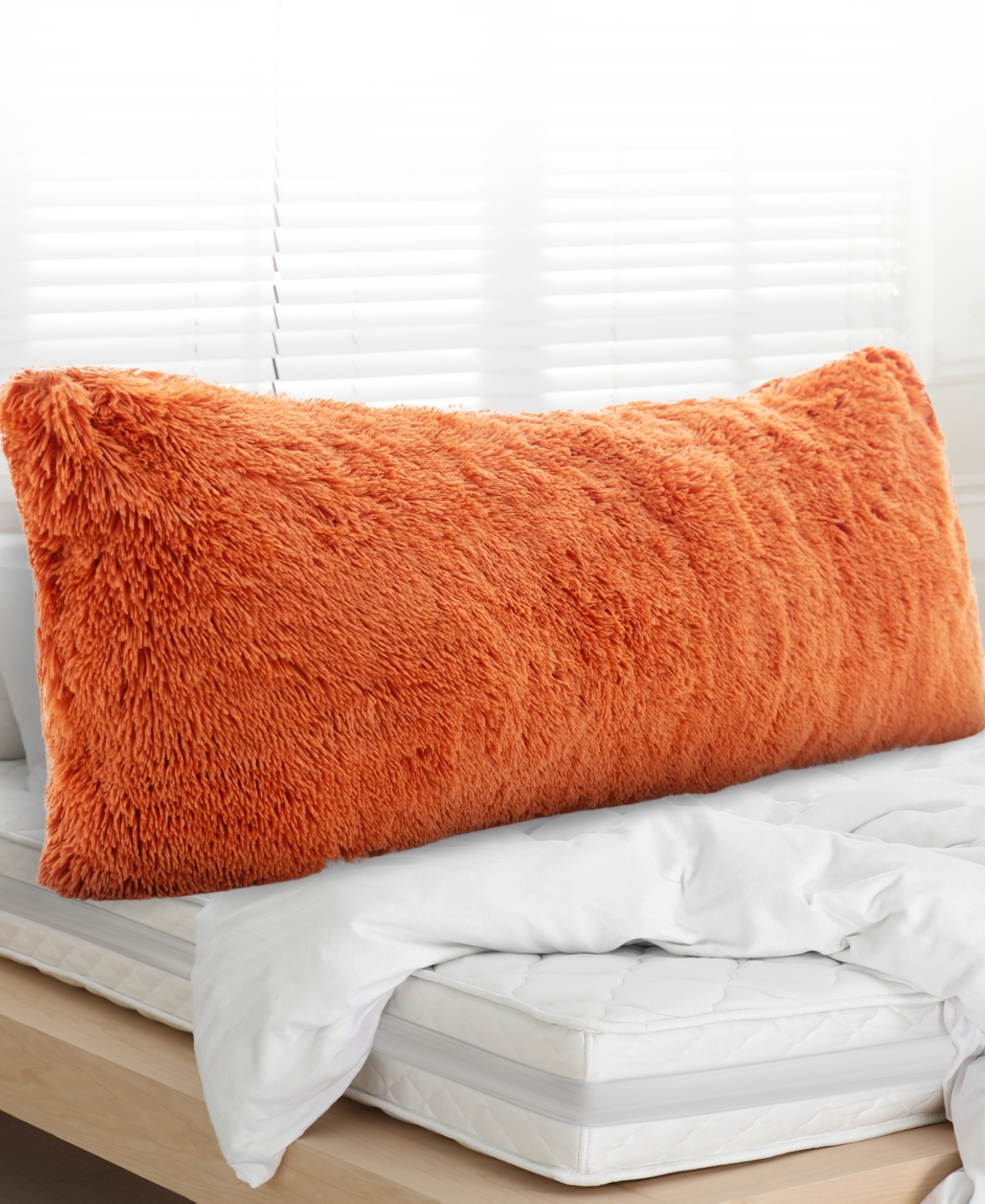 Cheer Collection Faux Fur Body Pillow, 20" X 54" In Brown