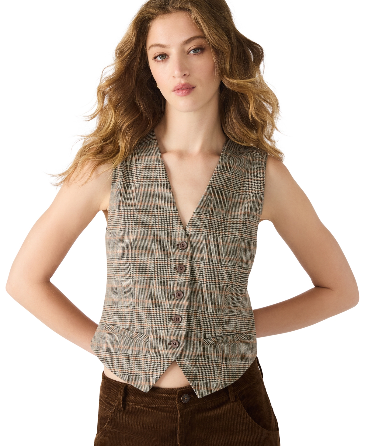 Steve Madden Barrett Plaid Vest In Gray