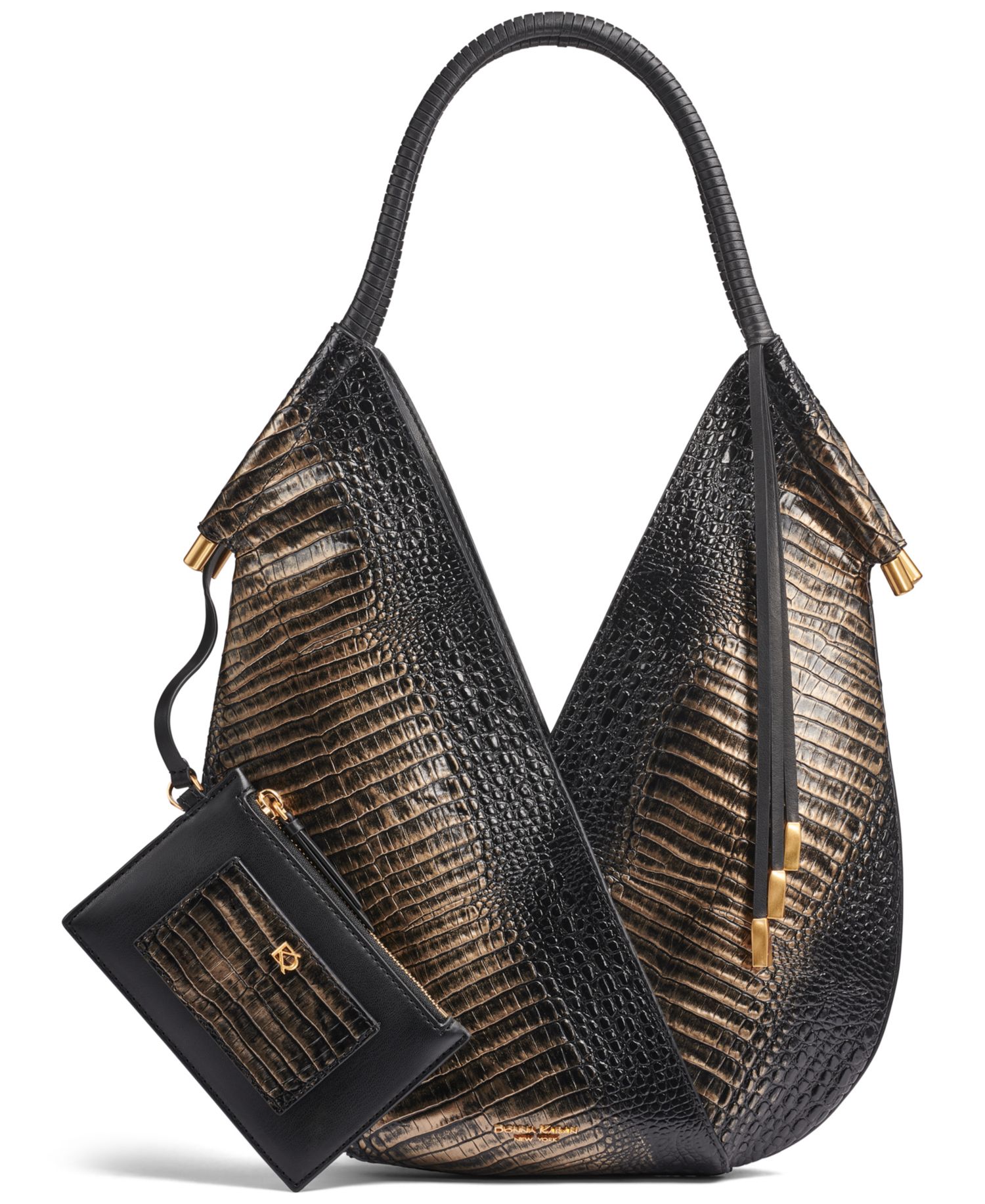 Baldwin Metallic Croco Medium Shoulder Handbag