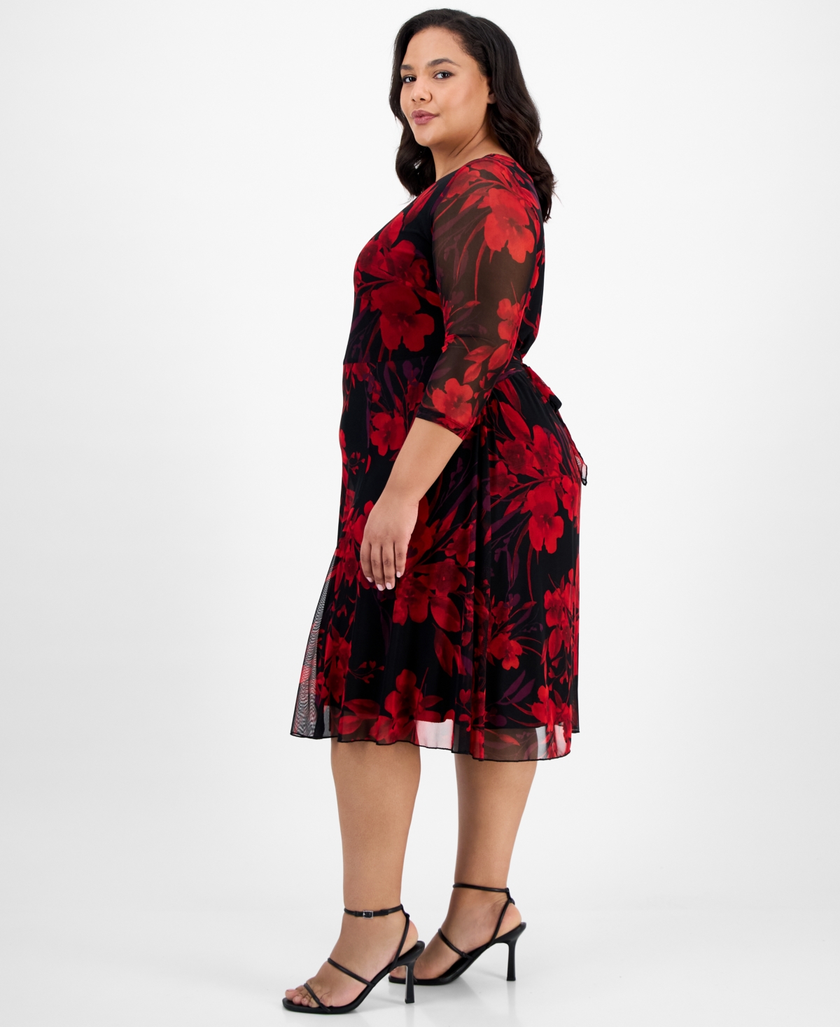 Connected Plus Printed 3/4-Sleeve Fit & Flare Dress
