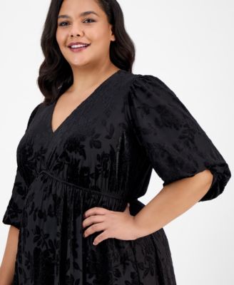 Plus Size Burnout Velvet Midi Dress