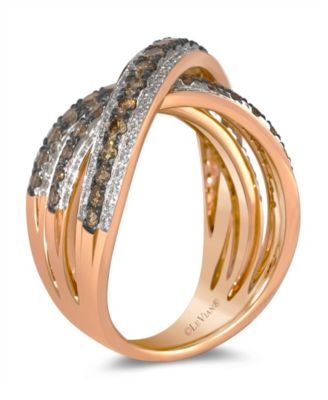 Chocolate Diamond (1.53 ct. t.w.) and Vanilla Diamond (.75 ct. t.w.) Ring in 14K Strawberry Gold
