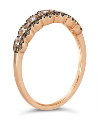 Chocolate Diamond (.15 ct. t.w.) & Nude Diamond (.43 ct. t.w.) Patterned Ring in 14K Strawberry Gold